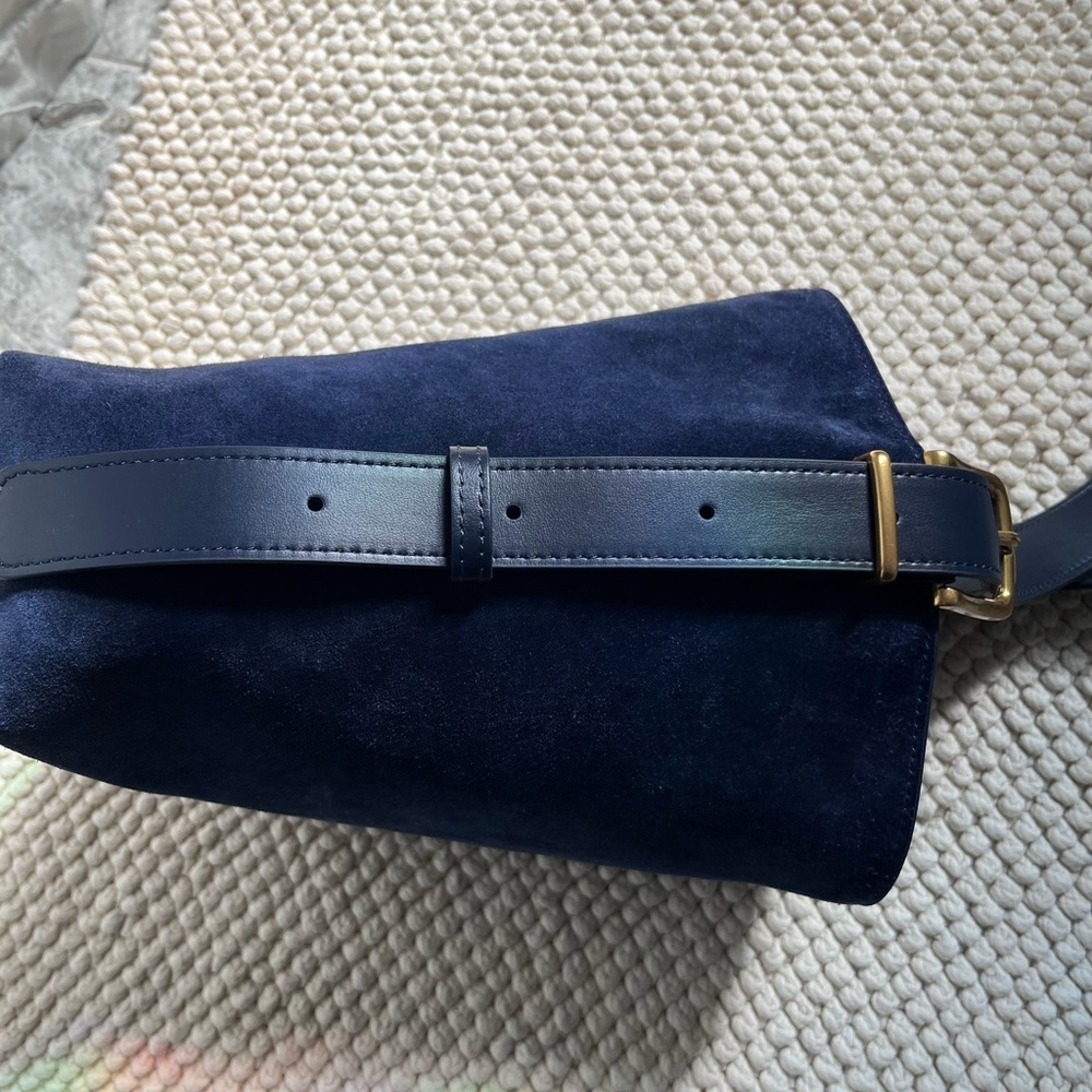 Quince Italian Suede Bucket Crossbody Bag in Midnight - Picture 7 of 9